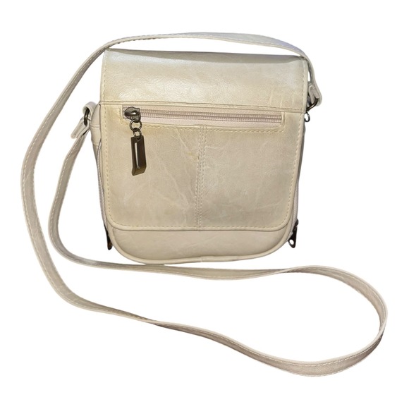 Handbags - Vintage Cream Vinyl Crossbody Bag Multi Pocket Organizer‎ Shoulder Bag Off White